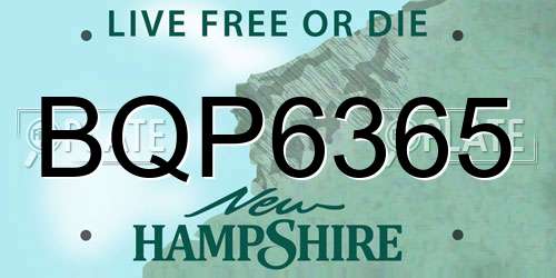 BQP6365 New Hampshire License Plate