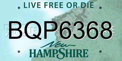 BQP6368 New Hampshire License Plate