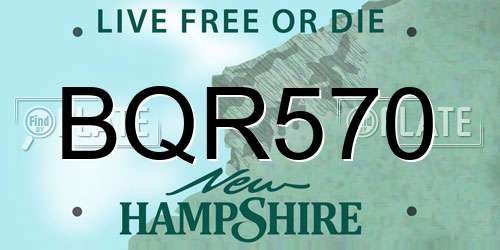BQR570 New Hampshire License Plate