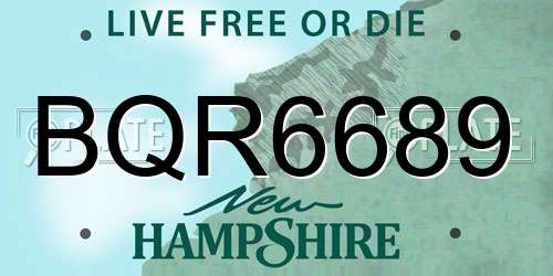 BQR6689 New Hampshire License Plate