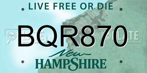 BQR870 New Hampshire License Plate