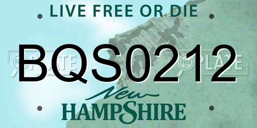 BQS0212 New Hampshire License Plate
