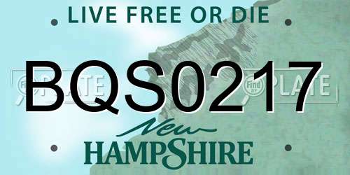 BQS0217 New Hampshire License Plate