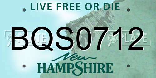 BQS0712 New Hampshire License Plate