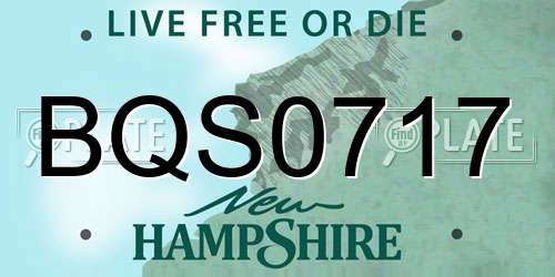 BQS0717 New Hampshire License Plate