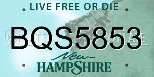 BQS5853 New Hampshire License Plate