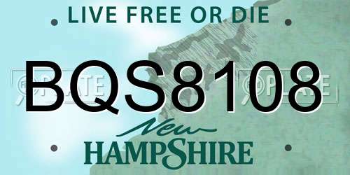 BQS8108 New Hampshire License Plate