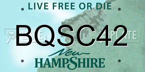 BQSC42 New Hampshire License Plate