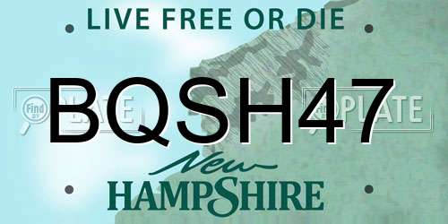 BQSH47 New Hampshire License Plate