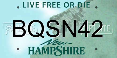 BQSN42 New Hampshire License Plate