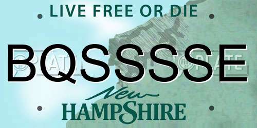BQSSSSE New Hampshire License Plate