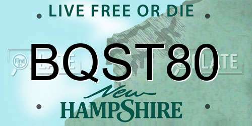BQST80 New Hampshire License Plate