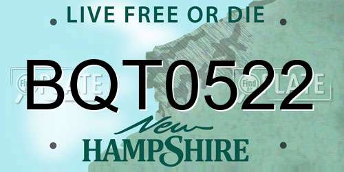 BQT0522 New Hampshire License Plate