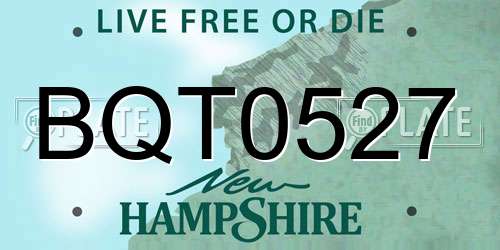 BQT0527 New Hampshire License Plate