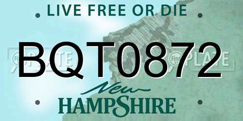 BQT0872 New Hampshire License Plate