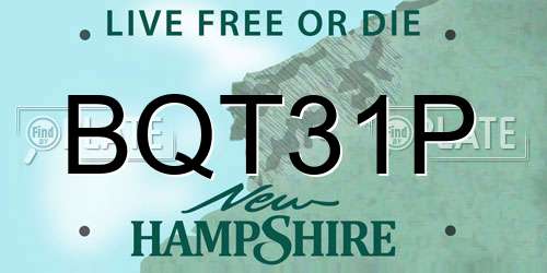 BQT31P New Hampshire License Plate