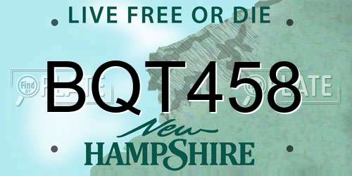 BQT458 New Hampshire License Plate
