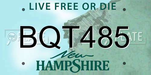 BQT485 New Hampshire License Plate
