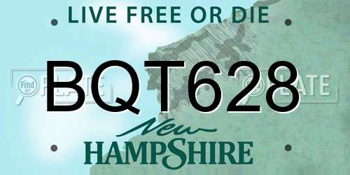 BQT628 New Hampshire License Plate