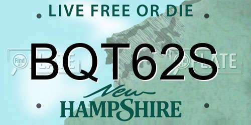 BQT62S New Hampshire License Plate