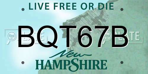 BQT67B New Hampshire License Plate