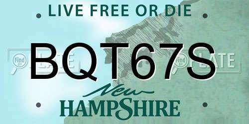 BQT67S New Hampshire License Plate