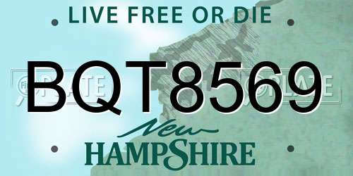 BQT8569 New Hampshire License Plate