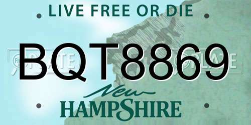 BQT8869 New Hampshire License Plate