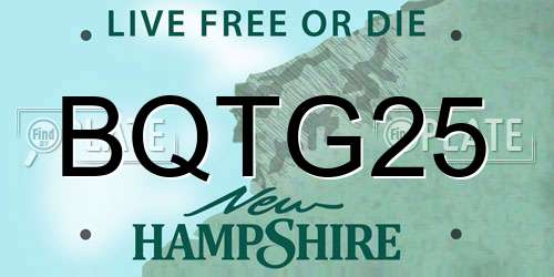 BQTG25 New Hampshire License Plate