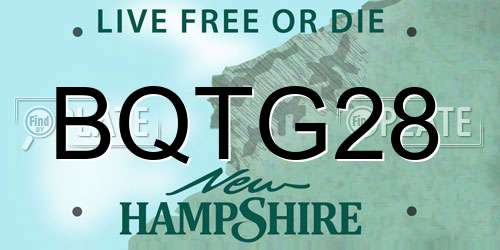 BQTG28 New Hampshire License Plate