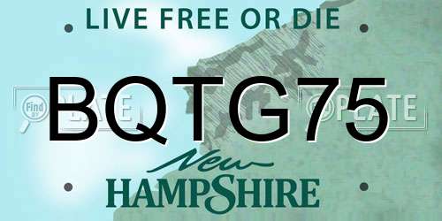 BQTG75 New Hampshire License Plate