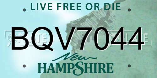 BQV7044 New Hampshire License Plate