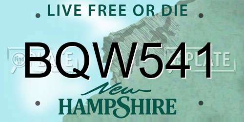 BQW541 New Hampshire License Plate