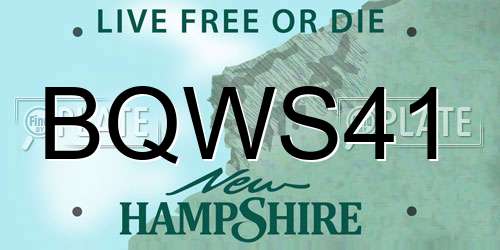BQWS41 New Hampshire License Plate