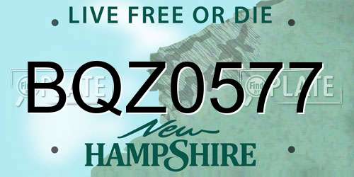 BQZ0577 New Hampshire License Plate