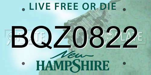 BQZ0822 New Hampshire License Plate