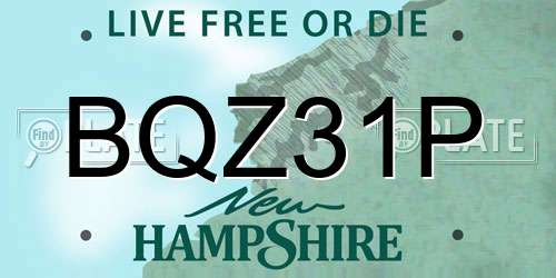 BQZ31P New Hampshire License Plate