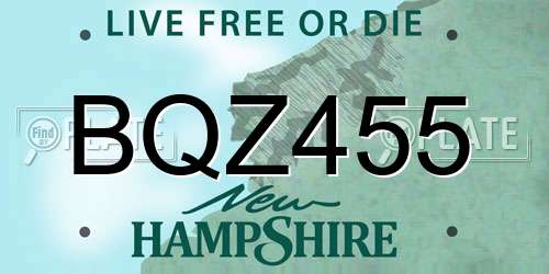 BQZ455 New Hampshire License Plate