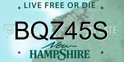 BQZ45S New Hampshire License Plate