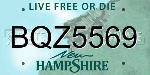BQZ5569 New Hampshire License Plate