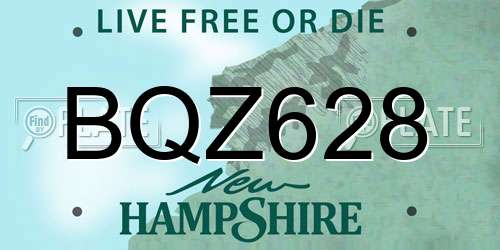 BQZ628 New Hampshire License Plate