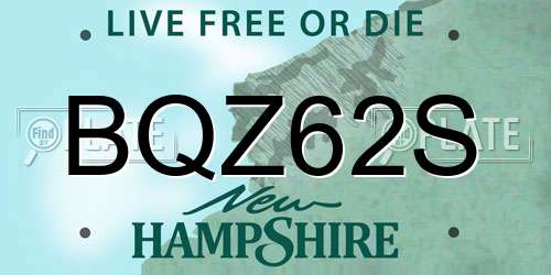 BQZ62S New Hampshire License Plate