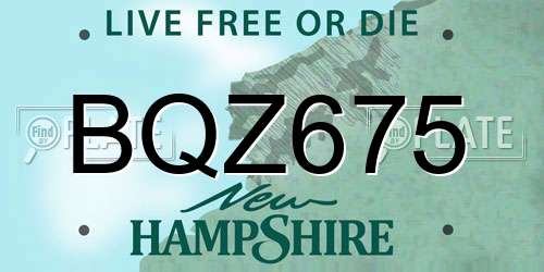 BQZ675 New Hampshire License Plate