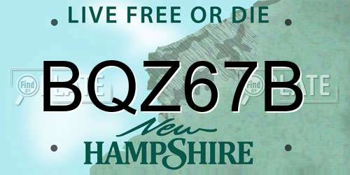 BQZ67B New Hampshire License Plate