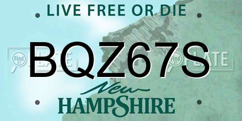 BQZ67S New Hampshire License Plate