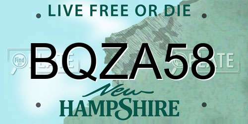 BQZA58 New Hampshire License Plate