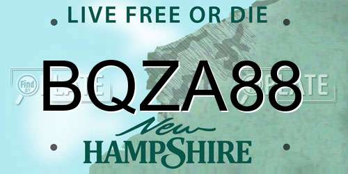 BQZA88 New Hampshire License Plate