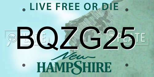 BQZG25 New Hampshire License Plate