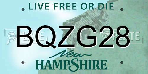BQZG28 New Hampshire License Plate