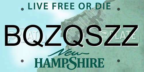 BQZQSZZ New Hampshire License Plate